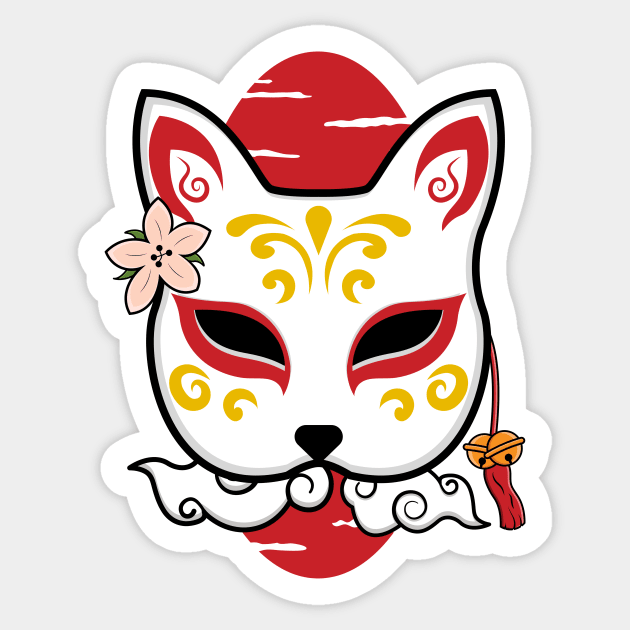 Japanese kitsune mask Sticker by Starkey Store